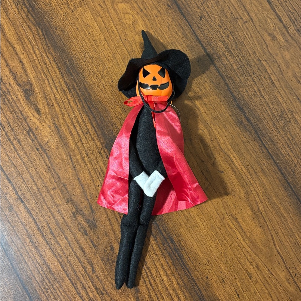 🟡 FREE WITH ANY PURCHASE OVER $15. Pumpkin Shelf Doll - Witch hat